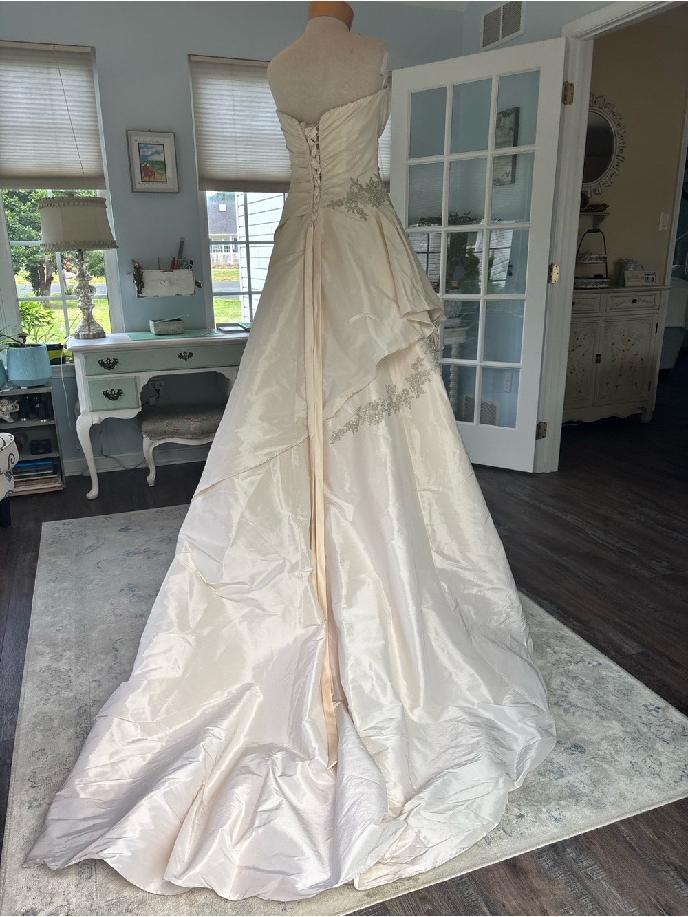 Maggie Sottero Haute Couture Ivory Strapless French Taffeta Wedding Gown - Picture 2 of 13
